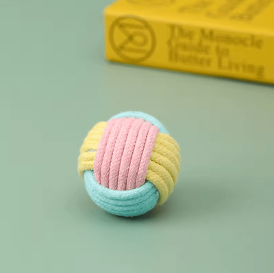 Inspire Curations KnotPlay Interactive Cotton Rope Ball Cat Toy pink