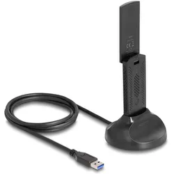Delock Wi-Fi 6 Dualband WLAN USB Adapter AX1800 (1201 + 574 (USB), Netzwerk Adapter, Schwarz