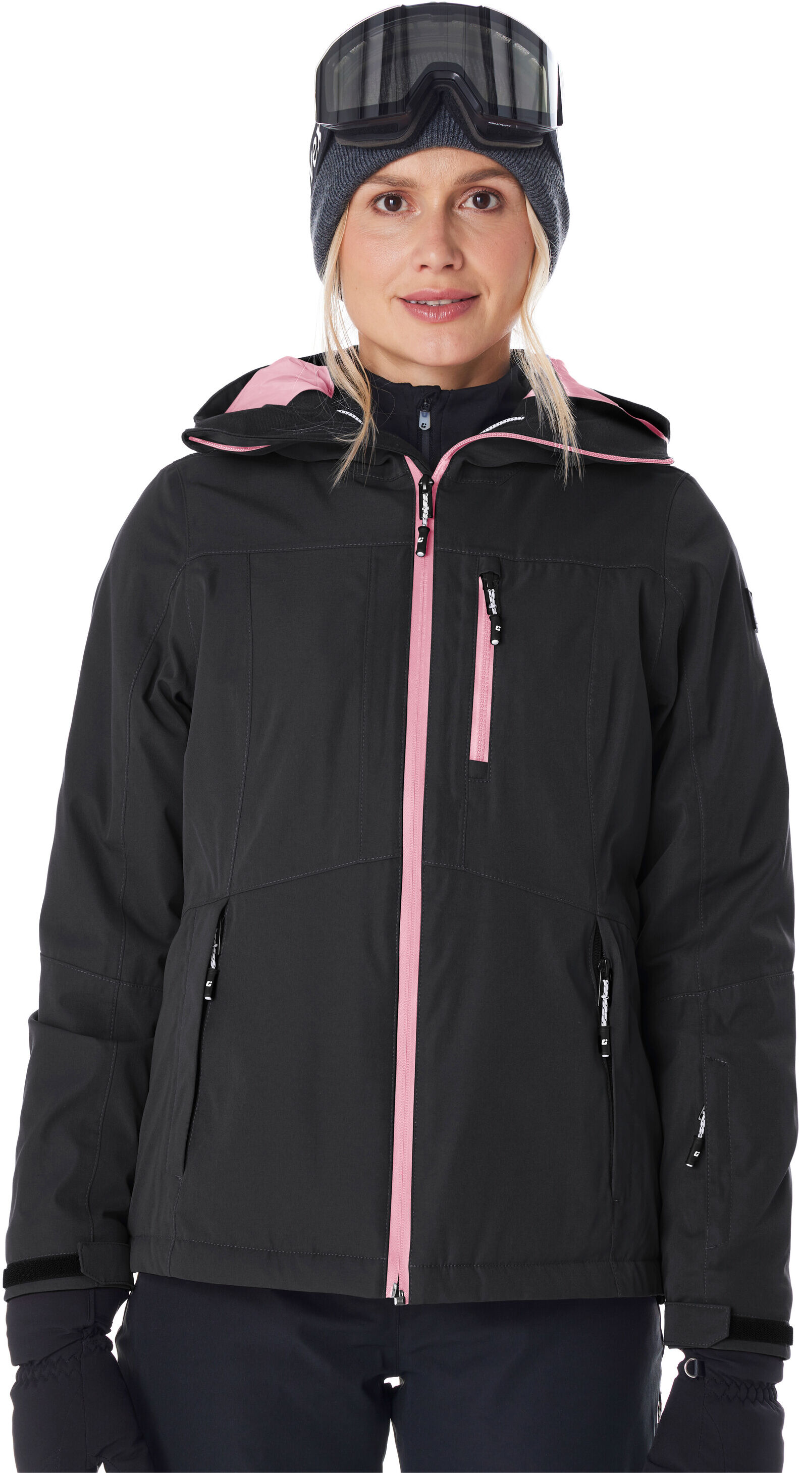 Skijacke KILLTEC "KSW 276 WMN SKI JCKT", Damen, Gr. 50, schwarz, Obermaterial: 100% Polyester.Futter: 100% Polyamid.Füllung: 100% Polyester, Jacken Skijacke, Wasserdichte Damenjacke mit Schneefang, Atmungsaktivität und Taschen schwarz 50