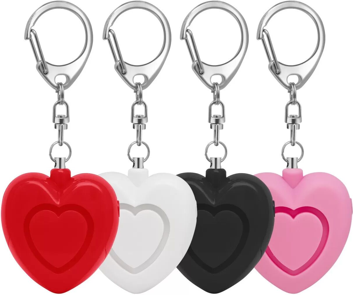 INF Alarme de sécurité personnelle en forme de cœur avec lumière LED - Alarme porte-clés d'urgence 125dB Blanc