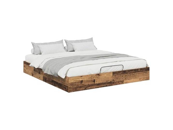 SKTQYQO Ottomanbett aus altem Holz, 160 x 200 cm Gasheber, Matratzenauflage, Kapazität 240 kg, einfache Montage