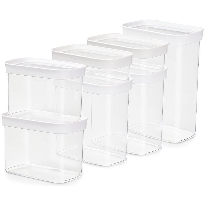 emsa Vorratsdosen-Set OPTIMA 6,5 / 11,9 / 17,5 / 23,8 cm hoch transparent/weiß 0,45 / 1,0 / 1,6 / 2,2 l, 1 Set