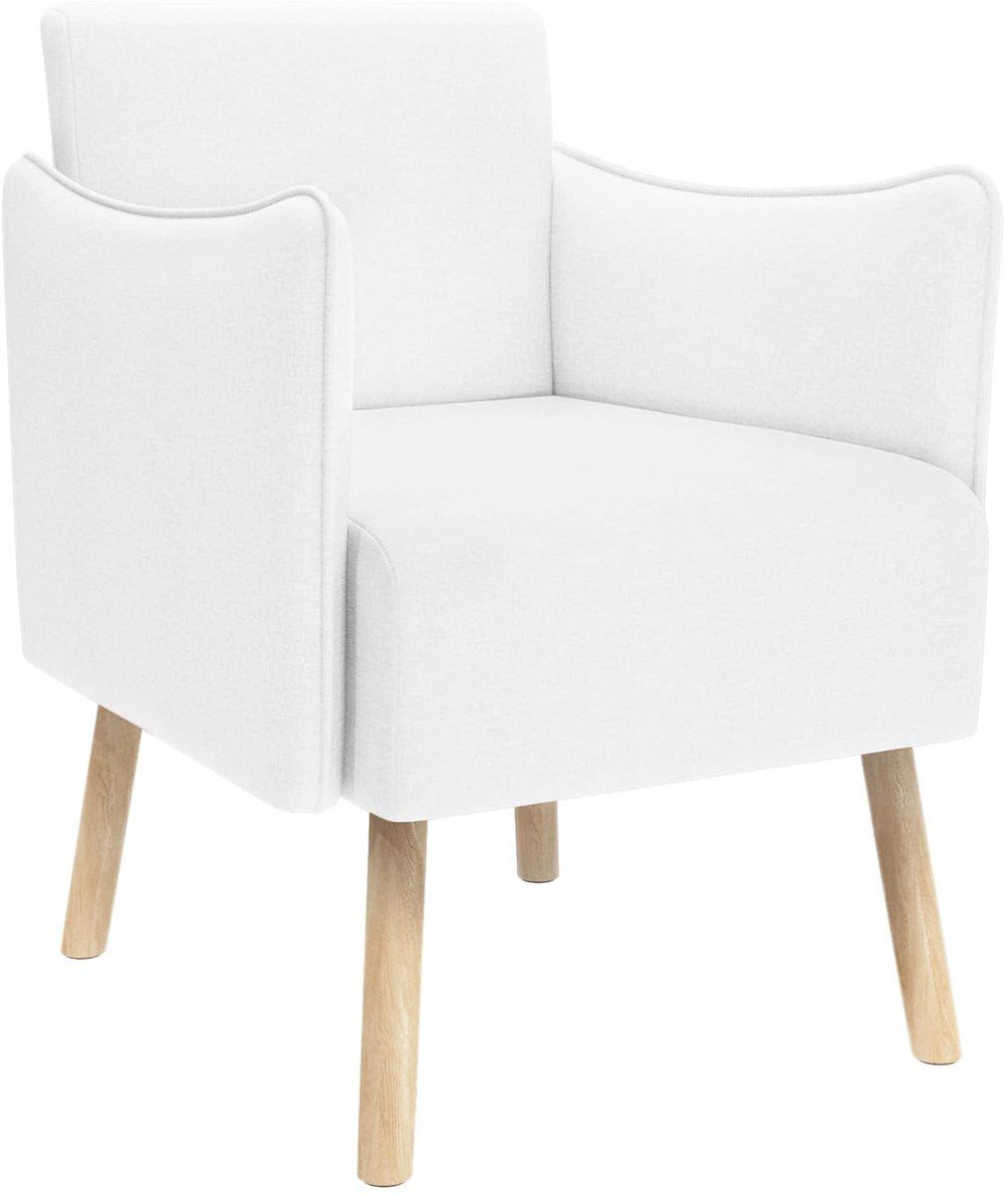 vidaXL Accentstoel - Wit - Stof - Modern
