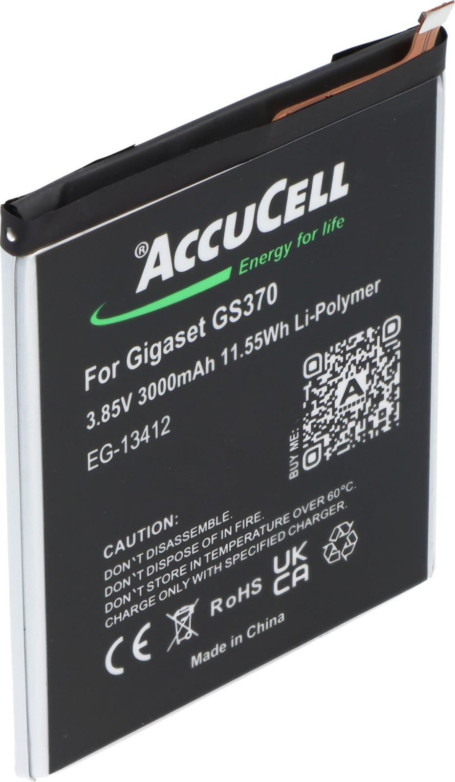 AccuCell Accu voor Gigaset GS370, Lithium-polymeer, 3,85V, 2850mAh, 11,0Wh