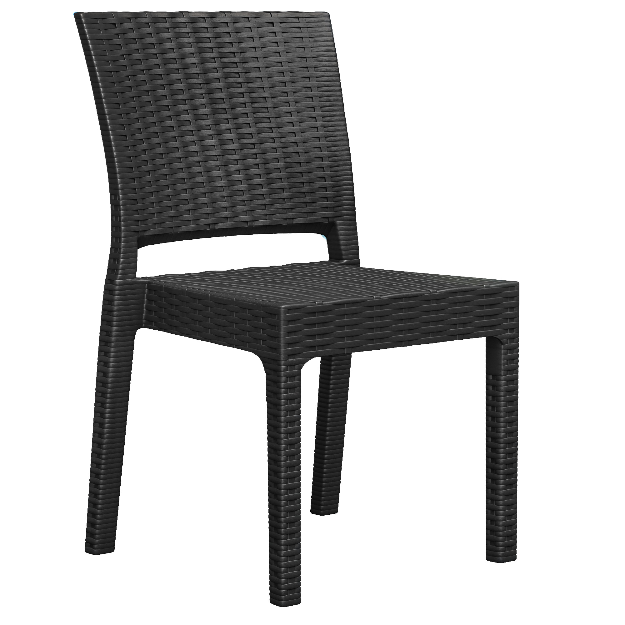 4er-Set OLIVIA | Bistro Rattanstuhl | Schwarz | Kunststoff | Gastro Rattanstuhl, Outdoor Rattanstuhl, Terrassen Rattanstuhl