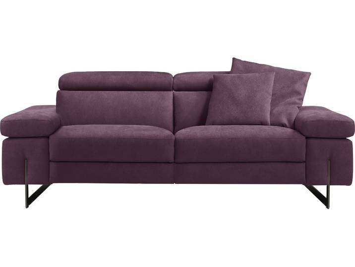 2,5-Sitzer EGOITALIANO Candice, elegant und edel, hochwertiges Designsofa, bequem , lila (plum), B:222cm H:100cm T:108cm, Sofas, 2 5-Sitzer, Kopfteile manuell verstellbar, titanumfarbene Kufenfüsse