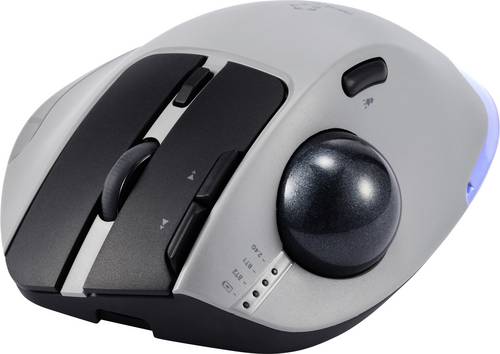 Renkforce RF-WLEM-500 Trackball Kabellos, Funk, Bluetooth Optisch Grau, Schwarz 7 Tasten 400 dpi, 800 dpi, 1600 dpi, 2400 dpi