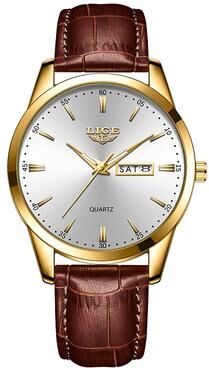 Youfap Market Leather Men's Quartz Wristwatch, Business Man Watch Waterproof Luminous, Auto Date Week Men Watches For Fashion white Gold