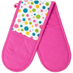 DOPPEL-OFENHANDSCHUH Bunte Punkte 18/84 cm, Baumwolle wattiert