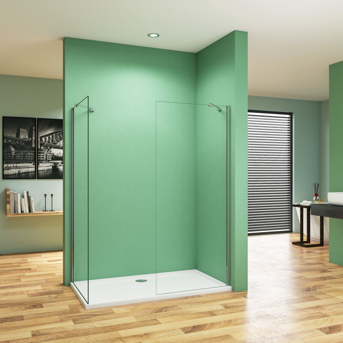 B.140x80cm H.200cm Duschabtrennung Walk in 8mm Nano Glas Badezimmer Duschwand
