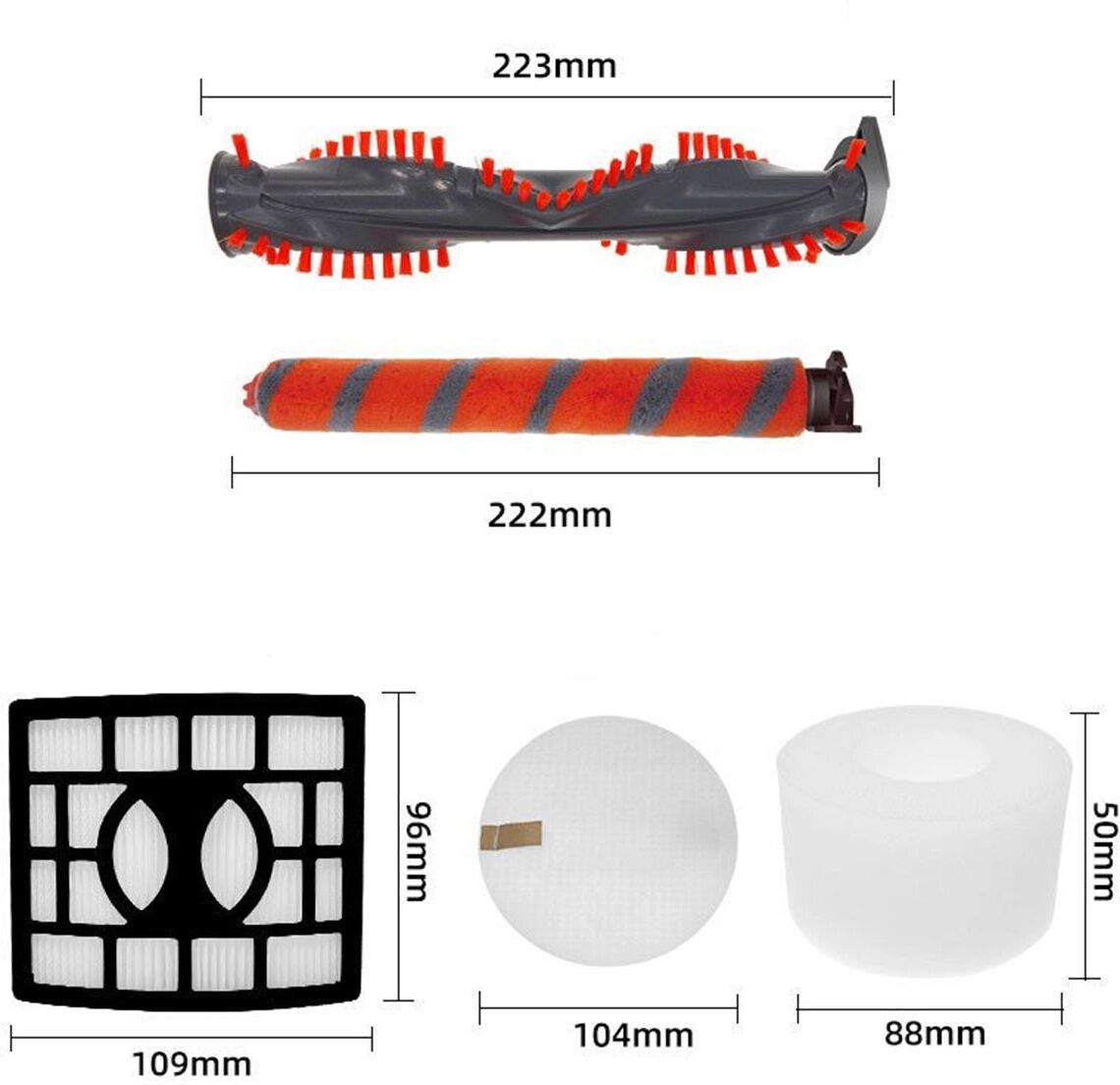 INF Kit d'accessoires pour aspirateur compatible avec Shark NV800 - 2 brosses principales, filtre et éponge