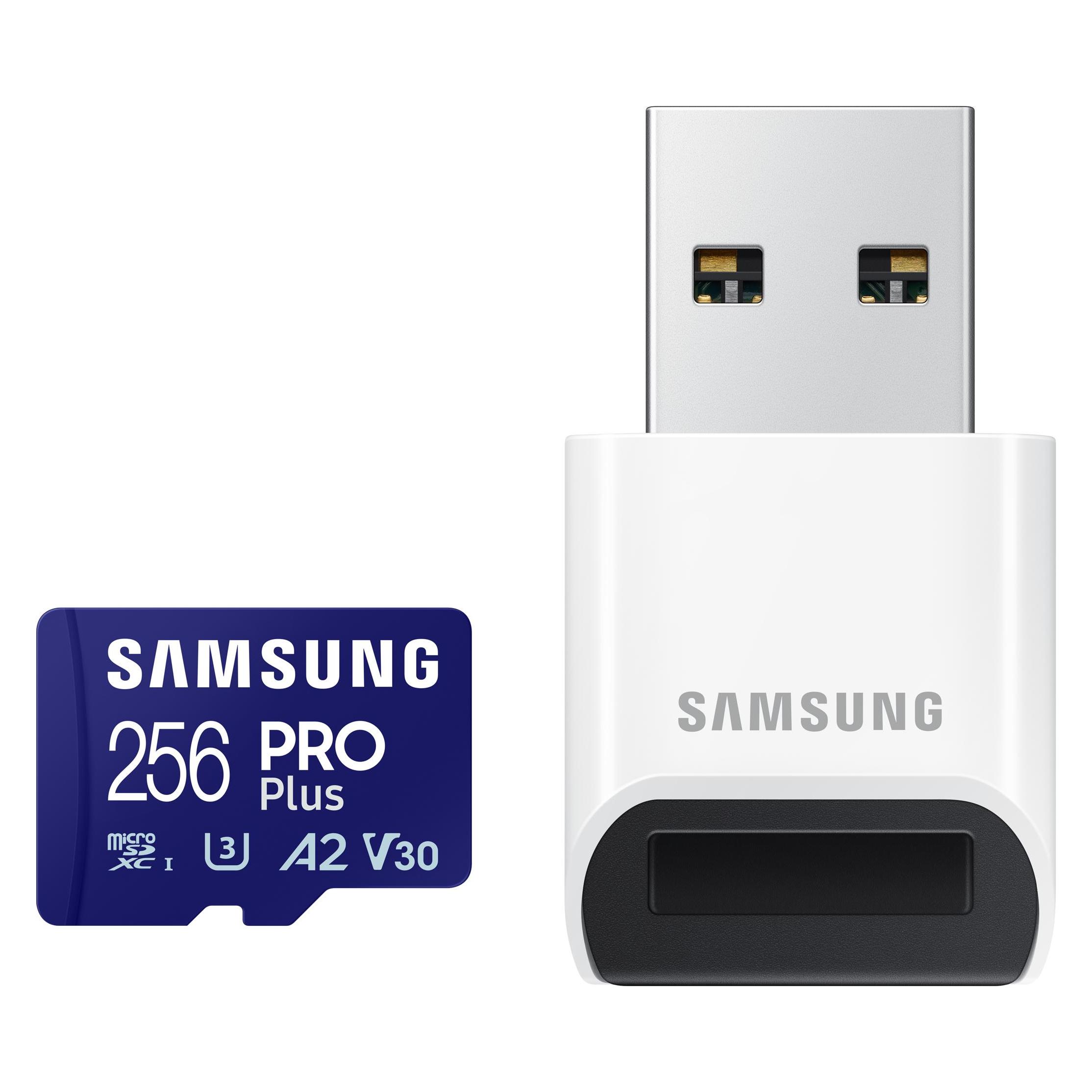Samsung PRO Plus mit USB-Cardreader (256 GB, microSDXC, U3, UHS-I) (MB-MD256SB/WW)