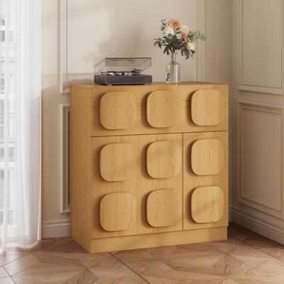 OSFEI "34.5"" Mid-Century Modern Side Cabinet, Minimalist Walnut Color Side Cabinet, Solid Wood Veneer"