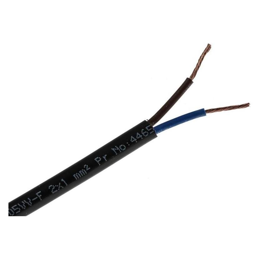 RS PRO H05VV-F 3182Y 2 Core 1mm Black Cable (100 m) (7756090)