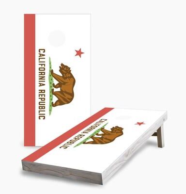 Skip's Garage California State Flag Cornhole Boards