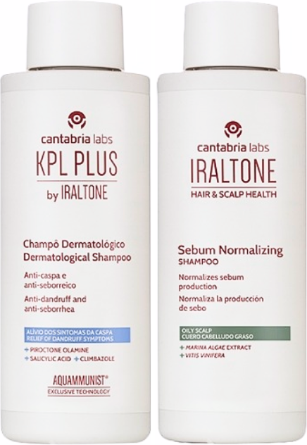 KPL Plus Champô Dermatológico Anticaspa 200ml + Iraltone Champô Seborregulador 200ml