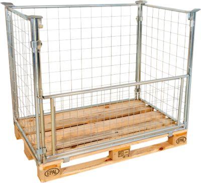 Palettenaufsatzrahmen, für Europaletten, Nutzlast bis 800 kg, Öffnungsklappe, stapelbar, B 1200 x T 800 x H 800 mm, Stahl, galvanisch blau verzinkt