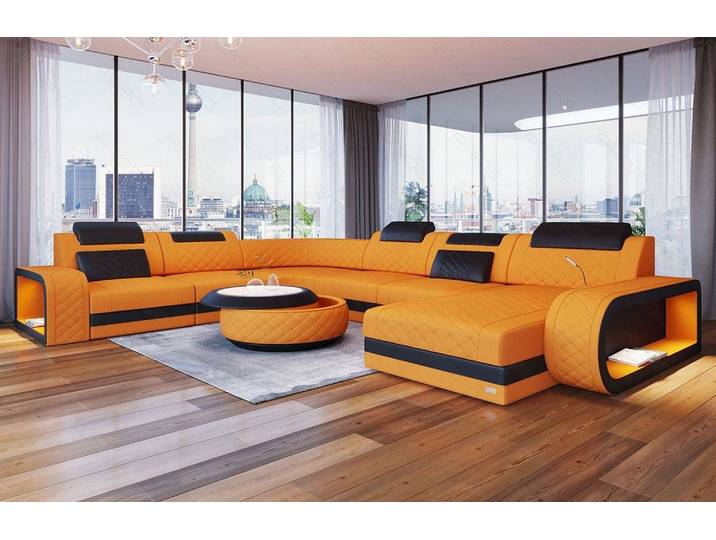 Wohnlandschaft Berlin XXL U-Form in Stoff