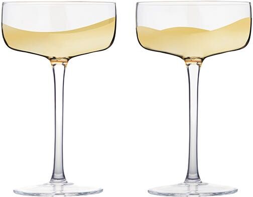 Anton Studios Anton Studio Designs Wave Set of 2 Champagne Saucers Gold