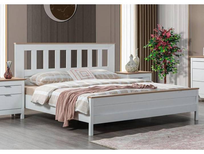 Xlmoebel Holzbett Doppelbett in Weiß mit modernem Holzdesign und hoher Matratze (Bett), Hergestellt in Europa