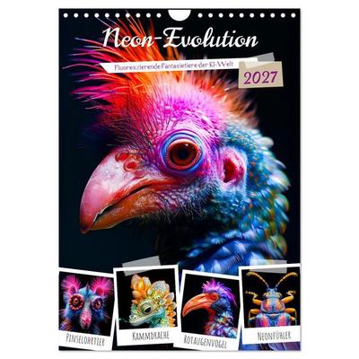 Neon-Evolution - Fluoreszierende Fantasietiere der KI-Welt (Wandkalender 2027 DIN A4 hoch), CALVENDO Monatskalender