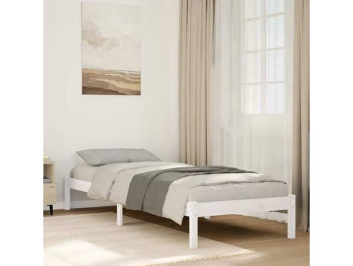RJPLMFV Bettgestell, 90 x 220 cm, Massivholz, Kiefer Ohne Matratze, Lattenrost inklusive, robuste Füße, rustikales Design, Lattenrost