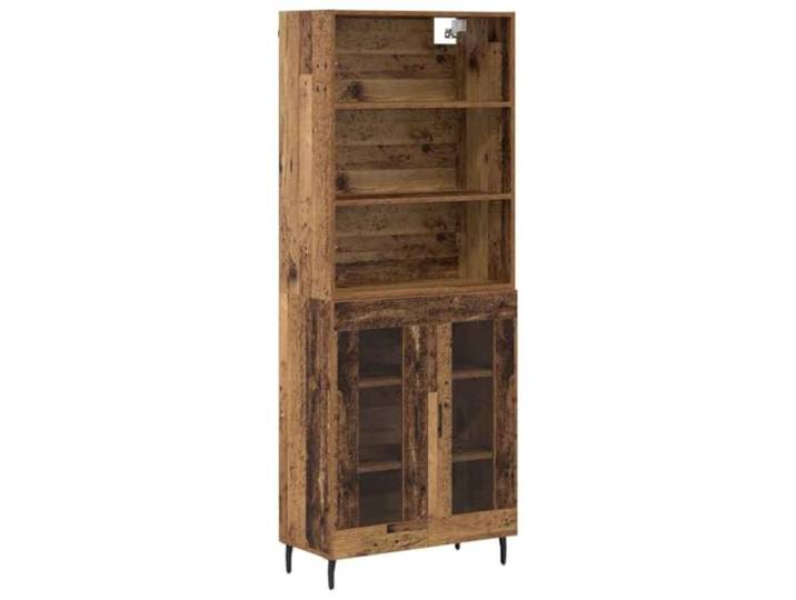 HGFDVCMR Highboard Altholz 69,5 x 34 x 180 cm Sideboard mit Glastür Vielseitiges Schrank-Set aus Holzwerkstoff für Wohnzimmer und Essbereich. Viel Stauraum für Geschirr und Dekoration.