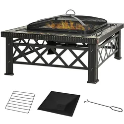 Outsunny - Feuerschale - 76Lx76Wx47Hcm - Schwarz