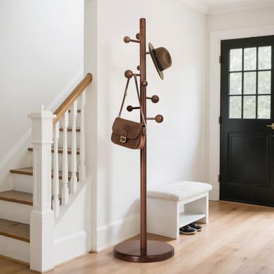 Lucky Monet "Solid Wood Coat Rack Freestanding Coat Tree with 9 Hooks - 72.4""H x 15.4""W"