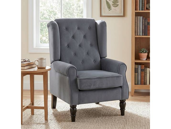 HOMCOM Fauteuil Oreilles Gris 74x86x102cm Rembourré Housse Amovible