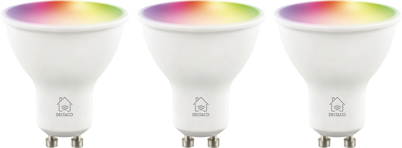 Deltaco Smart Home Rgb Led Lampa Gu10 Wifi 4.7w - 3-Pack
