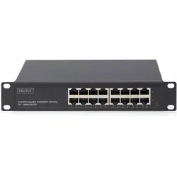 Digitus 10" Gigabit Ethernet Switch, 16-Port, Unmanaged (16 Ports), Netzwerk Switch, Grau