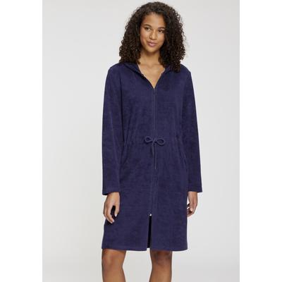 Bademantel, Damen, Gr. 32/34, blau (dunkelblau), Graumeliert (Obermaterial): 70% Baumwolle, 30% Polyester. Obermaterial: 80% Baumwolle, 20% Polyester. Futter: 60% Baumwolle, 40% Polyester. Futter 2: 90% Baumwolle, 10% Polyester. Kapuze: 60%...
