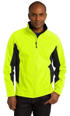 Port Authority J318 Core Colorblock Soft Shell Jacket in Safety Yellow/Black size 4XL   Polyester TLJ318