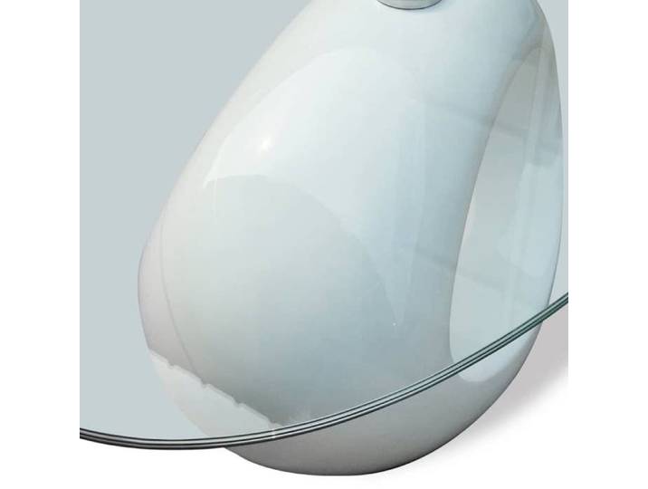 Table basse Console de salon VIDAXL table gigogne avec dessus de table en verre ovale Blanc brillant 7_9762198