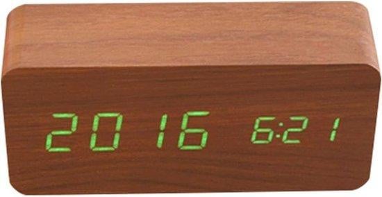 Houten Digitale Alarmklok met Temperatuur en USB Oplaadbaar voor de Slaapkamer