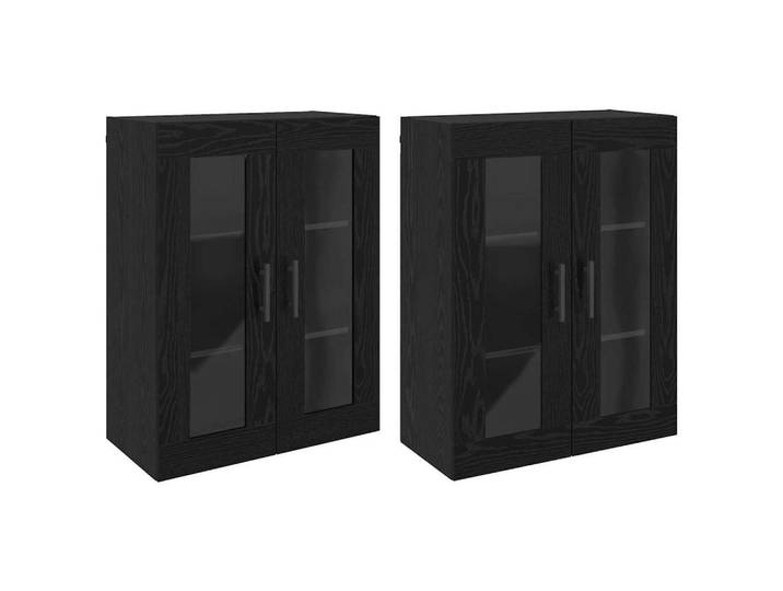 vidaXL Sideboard Wandmontierte Schränke 2 stk. Schwarz Eichen-Optik (2 St)