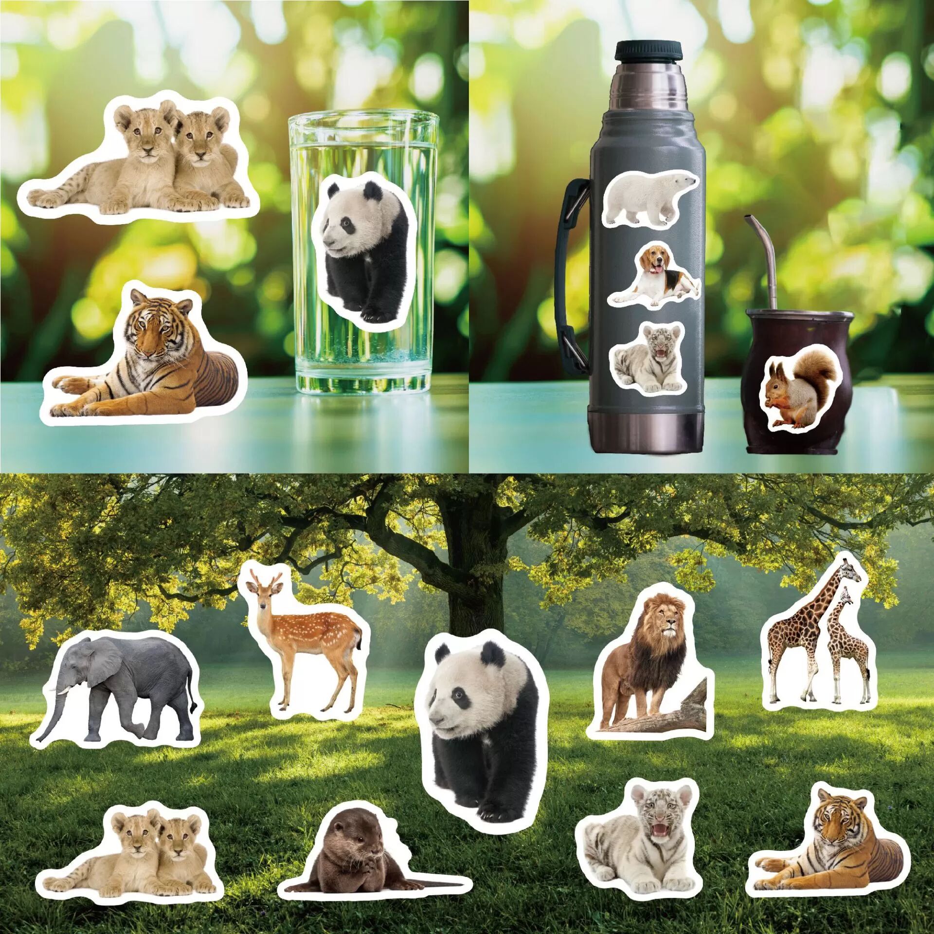 INF Tier-Aufkleber-Pack Niedliche & wasserdichte Aufkleber für Kinder & Erwachsene Tier