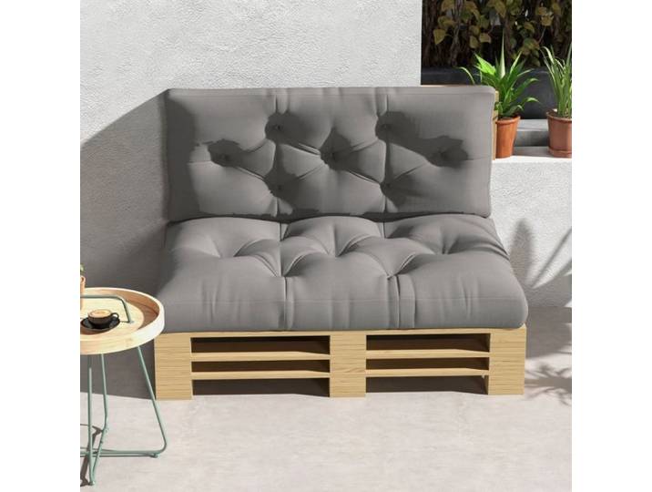 ROVRYN Lot de 2 coussins d'assise et dossier extérieur capitonnés polyester gris clair 120 x 80 x 12 cm