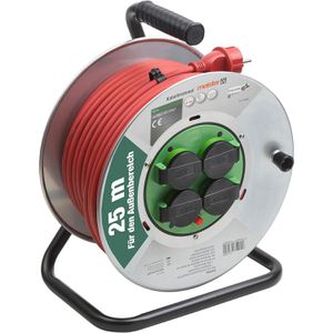 Meister Kabeltrommel wu7435880, für außen , 4x Schutzkontaktsteckdosen, Kabeltyp H07RN-F 1,5 mm², 25 m