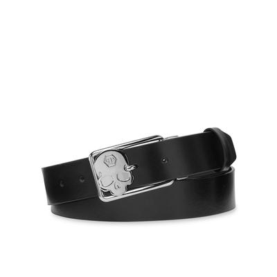 Ledergürtel PHILIPP PLEIN "Gürtel", Herren, Gr. 90, 0291, schwarz, nickel, Gürtel Ledergürtel