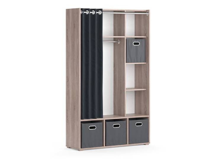 Armoire Luigi 38x178.1cm avec boîtes pliantes (grises) Sonoma Vicco 40725