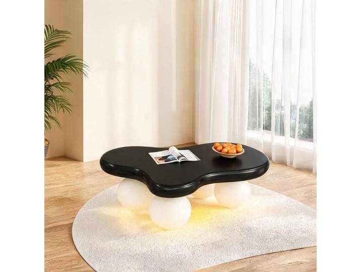 Table basse nuage en MDF finition mate deep black – forme ovale et arrondie idéale salon ou chambre contemporaine