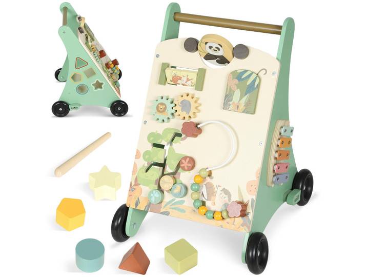 Aiyaplay Lauflernwagen MDF Sperrholz Grün, Holz, 33.5x46.8x36 cm, schadstofffrei, Spielzeug, Babyspielzeug, Lauflernwagen