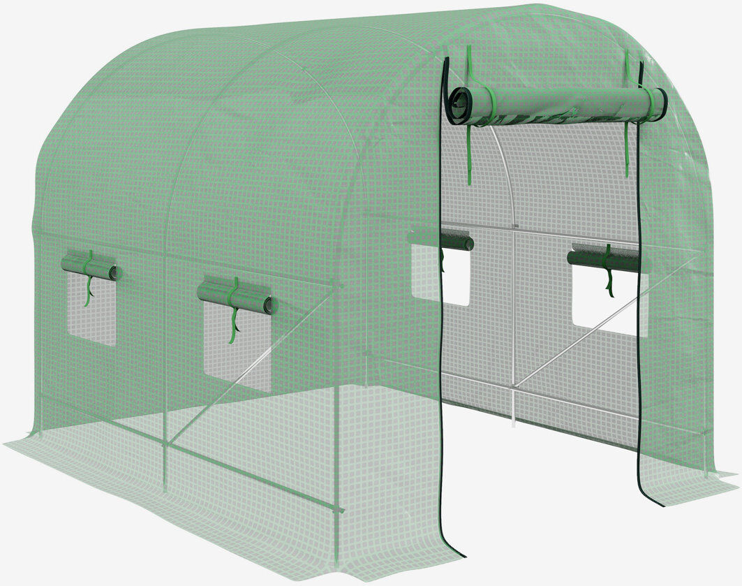 Dakota Fields Brandylynn 2.5 x 2m Walk-In Polytunnel Greenhouse with Door Windows Green Green 200cm H X 200cm W X 250cm D