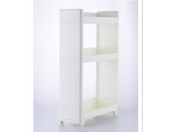 Schmaler Nischenregal Rollwagen Mit Schubladen, PP-Kunststoff, 17cm Breit Stabile PP-Struktur, Vertikale Nischenlagerung, Direktionale Rollen, Platzsparend(StyleA/3-Tier)