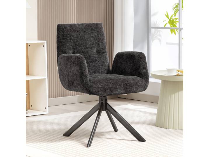 HOMCOM Fauteuil Pivotant Moderne Rembourré Noir 120kg