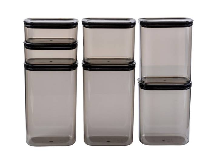 Vorratsdose FURBER 7 Stück , weiss (transparent, weiß), Lebensmittelaufbewahrungsbehälter, Vorratsdose