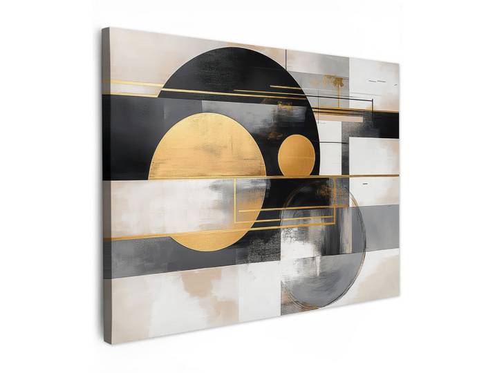 LEINWANDBILD Abstrakt - Gold - Silber - Formen - Ästhetisch - Modern Wandbilder 80x60 cm