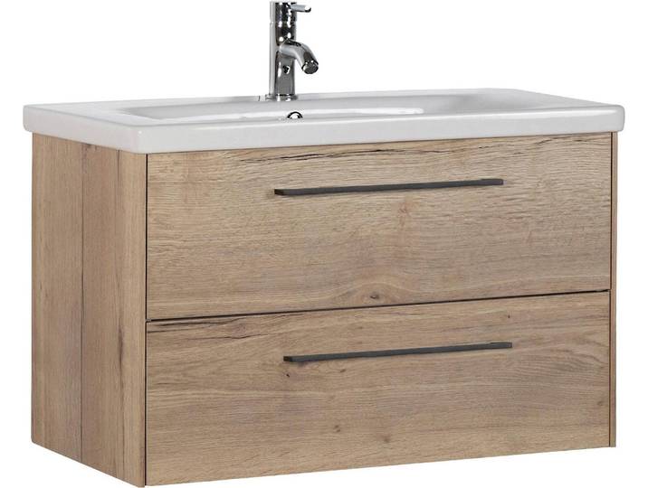 Waschtisch SAPHIR 3400 , beige (eiche struktur, eiche struktur, eiche struktur nachbildung), B:80cm H:52cm T:43,8cm, Waschtische, Waschtisch, Breite 80 cm